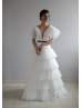 V Neck Ivory Tulle Layered Fabulous Wedding Dress V Neck Ivory Tulle Layered Fabulous Wedding Dress